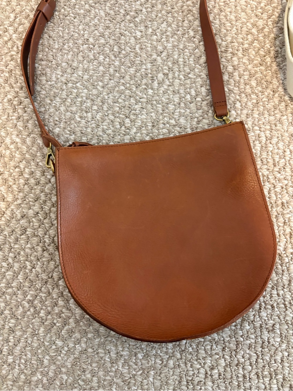 Madewell Transport Saddle Bag brown beige tan white strap leather - Picture 10 of 12